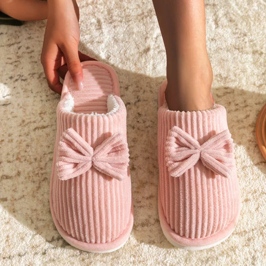 Hausschuhe Damen Schleife | Slip On mit Schleifendetail und Polsterung