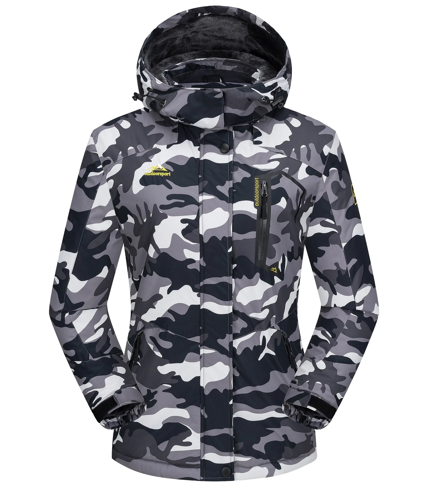 Skijacke Damen | Winterjacke Mit Taschen und Reißverschluss