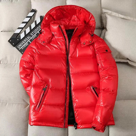 Herren Glänzende Puffer Jacke | Kapuzen Gesteppte Ausführung