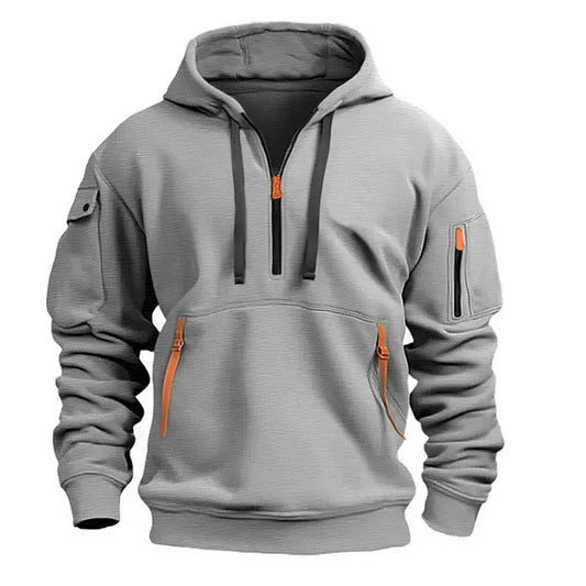 Pullover Herren Mit Kapuze Und Halbreissverschluss | Langarm