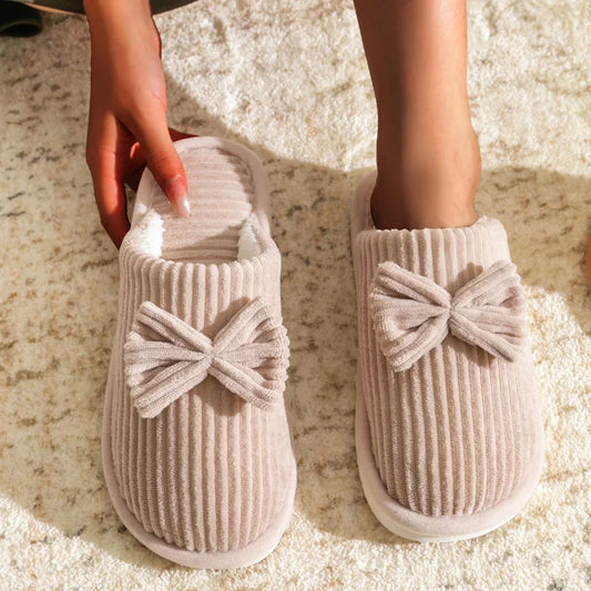Hausschuhe Damen Schleife | Slip On mit Schleifendetail und Polsterung