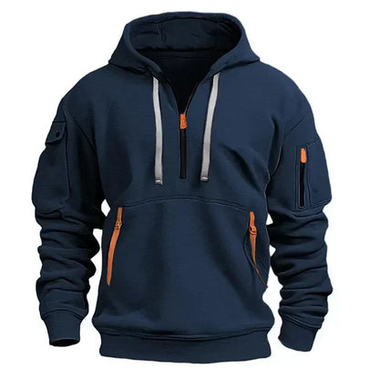 Pullover Herren Mit Kapuze Und Halbreissverschluss | Langarm
