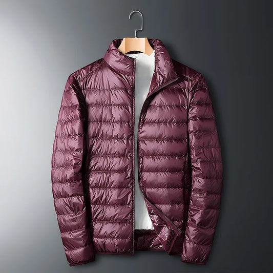 Herren Winter Daunenjacke | Durchgehender Reißverschluss Stehkragen