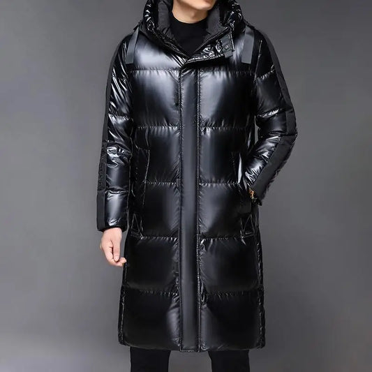 Glänzender Kapuzen Puffer Mantel Für Herren | Gesteppte Winteroberbekleidung