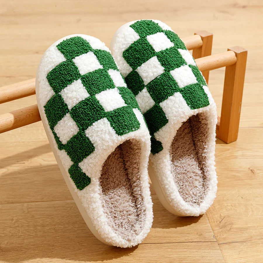 Hausschuhe Unisex | Schachbrettmuster und rutschfeste Sohle