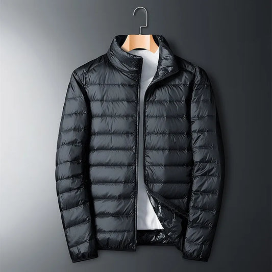 Herren Winter Daunenjacke | Durchgehender Reißverschluss Stehkragen