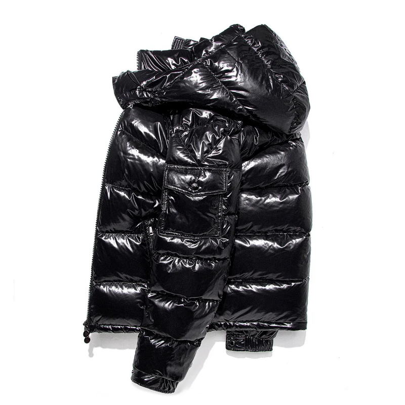 Herren Glänzende Puffer Jacke | Kapuzen Gesteppte Ausführung