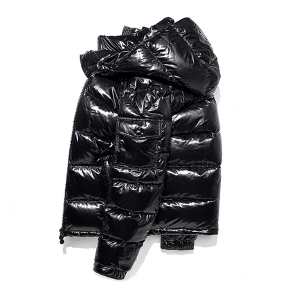Herren Glänzende Puffer Jacke | Kapuzen Gesteppte Ausführung