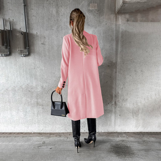 Damen Eleganter Doppelreihiger Mantel | Langer Reverskragen