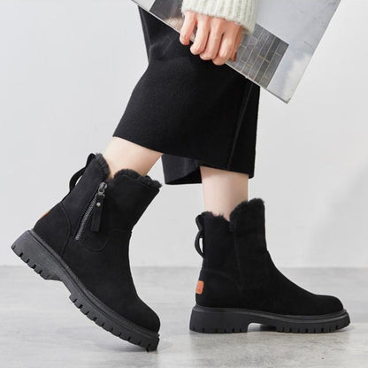 Winterschuhe Damen | Knöchelhoch mit Reißverschluss und Runder Zehenform