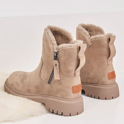 Winterschuhe Damen | Knöchelhoch mit Reißverschluss und Runder Zehenform
