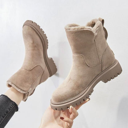Winterschuhe Damen | Knöchelhoch mit Reißverschluss und Runder Zehenform