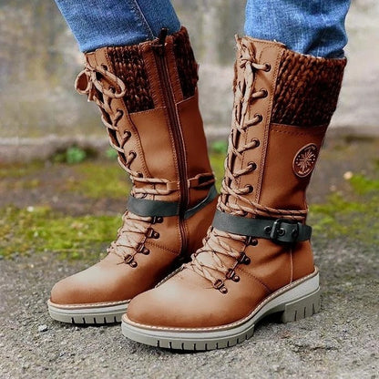 Stiefel Damen | Schnürung Mit Profilierter Laufsohle