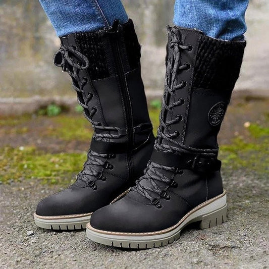 Stiefel Damen | Schnürung Mit Profilierter Laufsohle