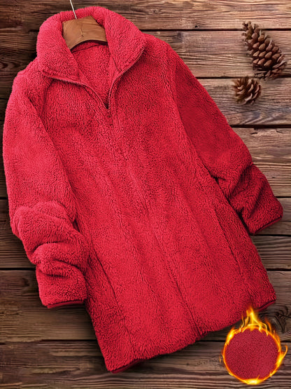 Damen Winterjacke Langer Wollmantel | Mit Reißverschluss