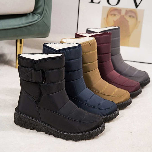 Winterschuhe Damen | Knöchelhoch Stiefel mit Verstellbarem Riemen