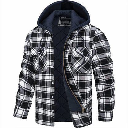 Herren Gefütterte Übergangsjacke | Kariert mit Kapuze