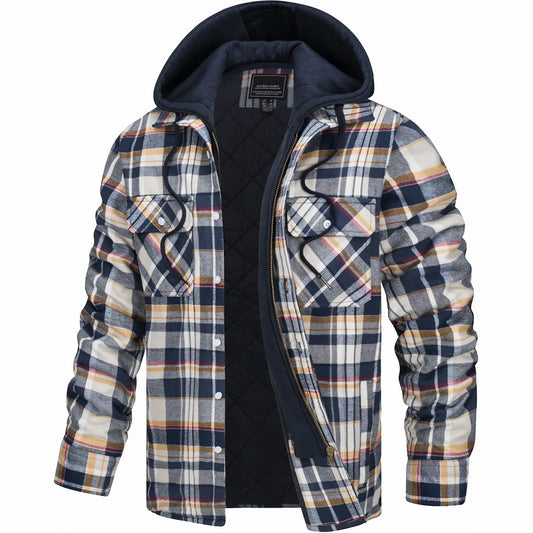Herren Gefütterte Übergangsjacke | Kariert mit Kapuze