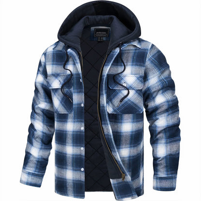 Herren Gefütterte Übergangsjacke | Kariert mit Kapuze